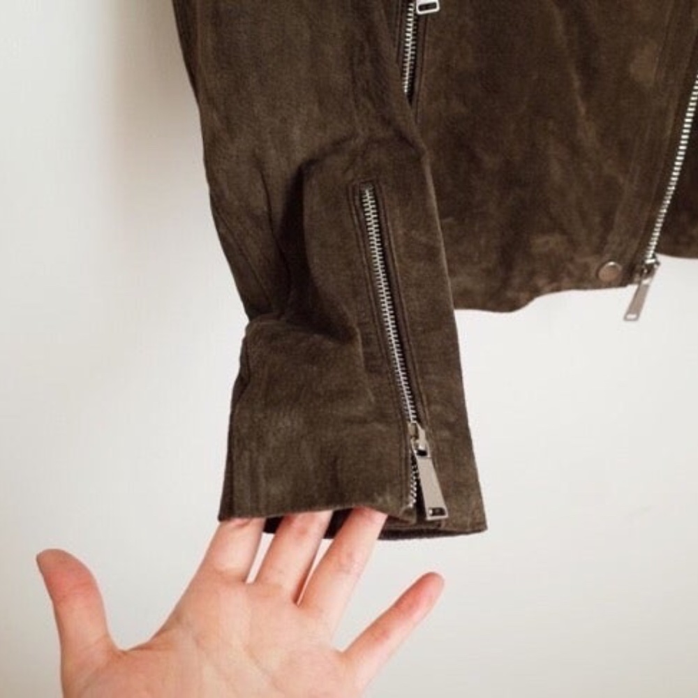 BGBC Leather Biker Jacket Heather Green - Picture 5 of 8